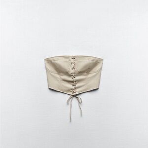 Zara Faux Leather Ecru Corset- XS